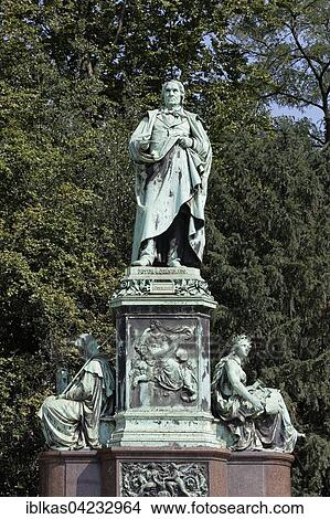 Picture - Bronze statue, Peter von Cornelius, courtyard garden, Dusseldorf, North Rhine-Westphalia, Germany, Europe. Fotosearch