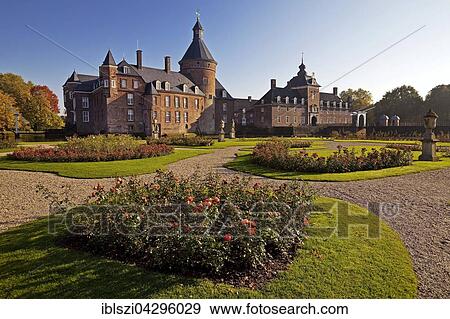 Burg Anholt, castle with baroque garden, Isselburg, Munsterland, North Rhine-Westphalia, Germany, Europe View Large Photo Image Stock Photo - Burg Anholt, castle with baroque garden, Isselburg, Munsterland, North Rhine-Westphalia, Germany, Europe. Fotosearch