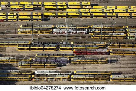 Buses and trams in Essen transport company depot, EVAG, Essen, Ruhr district, North Rhine-Westphalia, Germany, Europe View Large Photo Image Picture - Buses and trams in Essen transport company depot, EVAG, Essen, Ruhr district, North Rhine-Westphalia, Germany, Europe. Fotosearch