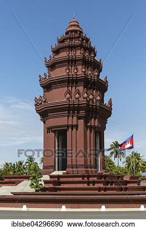 Cambodian flag at the Independence Monument, Phnom Penh, Cambodia, Asia View Large Photo Image Stock Image - Cambodian flag at the Independence Monument, Phnom Penh, Cambodia, Asia. Fotosearch