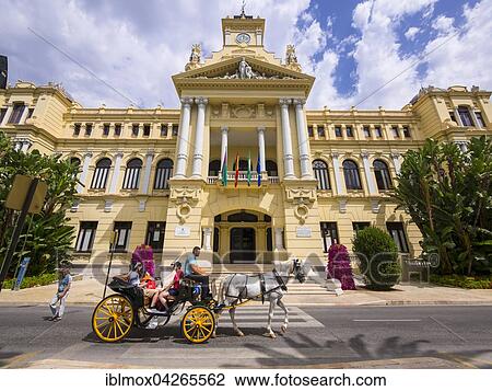 Carriage in front of the City Hall, Malaga, Malaga province, Andalucia, Spain, Europe View Large Photo Image Stock Image - Carriage in front of the City Hall, Malaga, Malaga province, Andalucia, Spain, Europe. Fotosearch