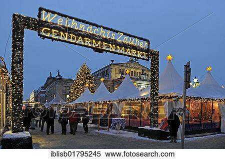 Stock Photography - Christmas market on Gendarmenmarkt square, behind the Konzerthaus concert hall, Berlin, Germany, Europe. Fotosearch