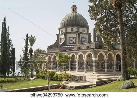 Church of the Beatitudes, architect Antonio Barluzzi, site of the Sermon on the Mount, Mount of Beatitudes, Sea of Galilee, Israel, Asia View Large Photo Image Stock Image - Church of the Beatitudes, architect Antonio Barluzzi, site of the Sermon on the Mount, Mount of Beatitudes, Sea of Galilee, Israel, Asia. Fotosearch