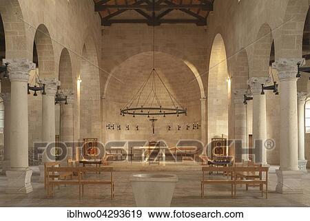 Church of the Multiplication, interior, Roman Catholic church, consecrated in 1982, Tabgha, Sea of Galilee, Israel, Asia View Large Photo Image Stock Photo - Church of the Multiplication, interior, Roman Catholic church, consecrated in 1982, Tabgha, Sea of Galilee, Israel, Asia. Fotosearch