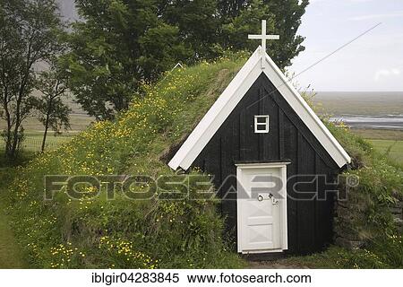 Church, turf church, Nupsstaour, Southern Region, Iceland, Europe View Large Photo Image Stock Photography - Church, turf church, Nupsstaour, Southern Region, Iceland, Europe. Fotosearch