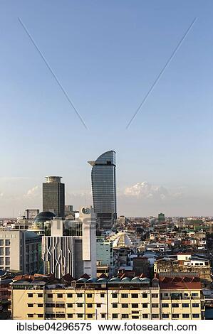 City view from Town View Hotel, northern city skyline, Canadia Bank and Vattanac Capital Tower, 188m, Central Market, Phnom Penh, Cambodia, Asia View Large Photo Image Stock Photography - City view from Town View Hotel, northern city skyline, Canadia Bank and Vattanac Capital Tower, 188m, Central Market, Phnom Penh, Cambodia, Asia. Fotosearch