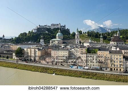 Cityscape, Hohensalzburg Castle, Salzburg Cathedral, front Salzach, Salzburg, Austria, Europe View Large Photo Image Stock Photo - Cityscape, Hohensalzburg Castle, Salzburg Cathedral, front Salzach, Salzburg, Austria, Europe. Fotosearch