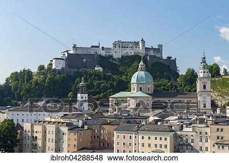 Cityscape, Hohensalzburg Fortress, Salzburg Cathedral, Salzburg, Austria, Europe View Large Photo Image Stock Photo - Cityscape, Hohensalzburg Fortress, Salzburg Cathedral, Salzburg, Austria, Europe. Fotosearch