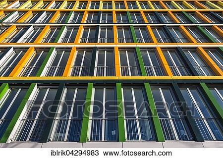 Stock Image - Colorful facade, building of KPMG, Munich, Germany, Europe. Fotosearch