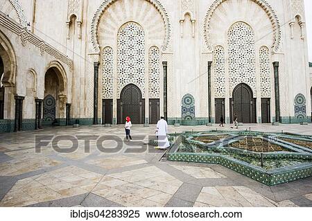 Courtyard of the Hassan II Mosque, Casablanca, Morocco, Africa View Large Photo Image Stock Photography - Courtyard of the Hassan II Mosque, Casablanca, Morocco, Africa. Fotosearch