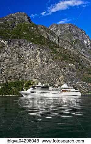 Cruise ship MS Sliver Whisper in Geirangerfjord in Geiranger, UNESCO World Heritage site, Norway, Europe View Large Photo Image Stock Photo - Cruise ship MS Sliver Whisper in Geirangerfjord in Geiranger, UNESCO World Heritage site, Norway, Europe. Fotosearch