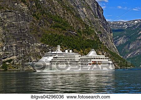 Cruise ship MS Sliver Whisper in Geirangerfjord in Geiranger, UNESCO World Heritage site, Norway, Europe View Large Photo Image Stock Photograph - Cruise ship MS Sliver Whisper in Geirangerfjord in Geiranger, UNESCO World Heritage site, Norway, Europe. Fotosearch