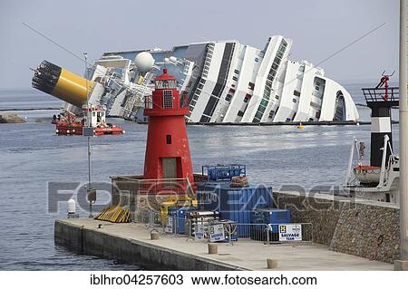 Damaged cruise ship Costa Concordia laying in Giglio Porto harbour, Giglio, Tuscany, Italy, Europe View Large Photo Image Stock Image - Damaged cruise ship Costa Concordia laying in Giglio Porto harbour, Giglio, Tuscany, Italy, Europe. Fotosearch