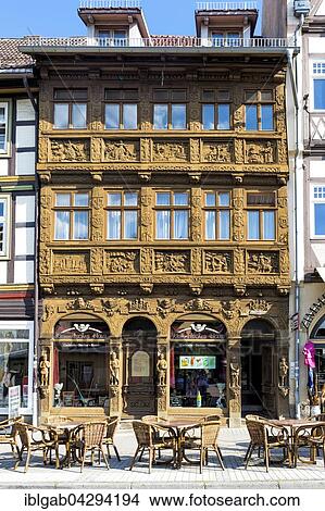 Decorative facade of a cafe, Wernigerode, Harz, Saxony-Anhalt, Germany, Europe View Large Photo Image Picture - Decorative facade of a cafe, Wernigerode, Harz, Saxony-Anhalt, Germany, Europe. Fotosearch