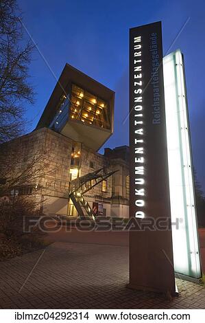 Entrance, Documentation Center Nazi Party Rally Grounds, dusk, Nuremberg, Middle Franconia, Bavaria, Germany, Europe View Large Photo Image Picture - Entrance, Documentation Center Nazi Party Rally Grounds, dusk, Nuremberg, Middle Franconia, Bavaria, Germany, Europe. Fotosearch