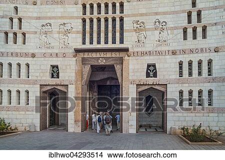 Entrance porch, Catholic Basilica of the Annunciation, Nazareth, Israel, Asia View Large Photo Image Picture - Entrance porch, Catholic Basilica of the Annunciation, Nazareth, Israel, Asia. Fotosearch