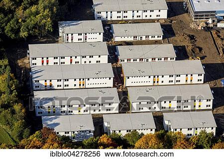 Expansion of refugee accommodation, Essen-Fischlaken, Essen, Ruhr district, North Rhine-Westphalia, Germany, Europe View Large Photo Image Stock Photograph - Expansion of refugee accommodation, Essen-Fischlaken, Essen, Ruhr district, North Rhine-Westphalia, Germany, Europe. Fotosearch