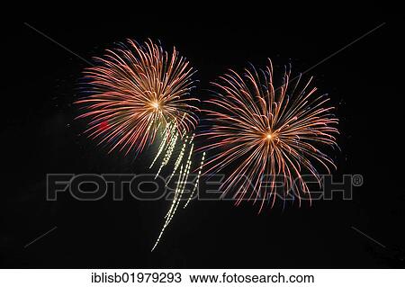 Stock Image - Fireworks, Brandenburg, Germany, Europe. Fotosearch