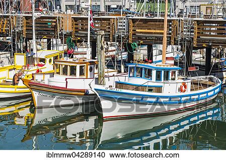 Stock Image - Fishing boats in the harbor, Fisherman's Wharf, San Francisco, California, USA, North America. Fotosearch