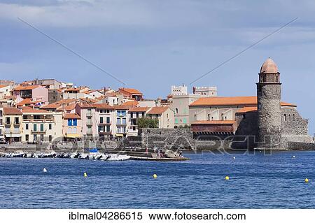 Fortified church Notre-Dame-des-Anges, Collioure, Departement Pyrenees-Orientales, Languedoc-Roussillon, South of France, France, Europe View Large Photo Image Stock Photography - Fortified church Notre-Dame-des-Anges, Collioure, Departement Pyrenees-Orientales, Languedoc-Roussillon, South of France, France, Europe. Fotosearch