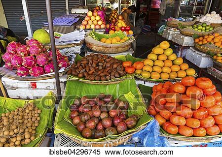Fruit stall on the Khan Daun Penh market in Phnom, Cambodia, Asia View Large Photo Image Stock Photography - Fruit stall on the Khan Daun Penh market in Phnom, Cambodia, Asia. Fotosearch