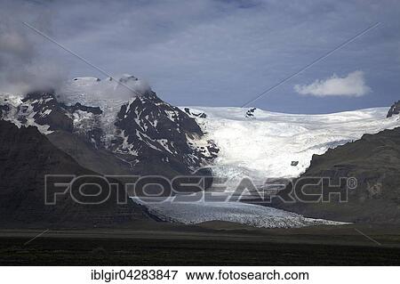 Stock Photo - Glacier Skaftafellsjokull, National Park Skaftafell, Suourland, Iceland, Europe. Fotosearch