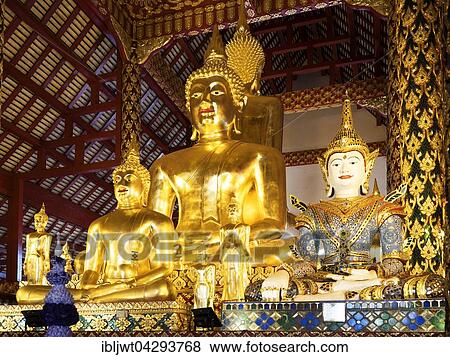 Golden Buddha statues, Wat Suan Dok, Chiang Mai, Thailand, Asia View Large Photo Image Stock Photo - Golden Buddha statues, Wat Suan Dok, Chiang Mai, Thailand, Asia. Fotosearch