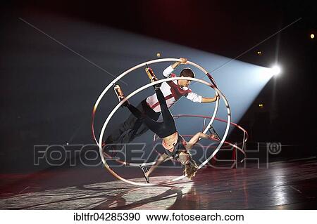 Stock Image - Gymwheel, gymnastics gala Gymotion 2015 gymwheel world champion Luca Christ, Koblenz, Rhineland-Palatinate, Germany, Europe. Fotosearch