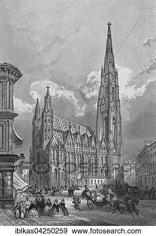 Historic city view, steel engraving, St. Stephen's Cathedral around 1830, Vienna, Austria, Europe View Large Photo Image Stock Photo - Historic city view, steel engraving, St. Stephen's Cathedral around 1830, Vienna, Austria, Europe. Fotosearch
