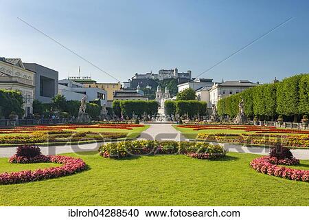 Hohensalzburg Castle and Mirabell Gardens, Salzburg, Austria, Europe View Large Photo Image Stock Image - Hohensalzburg Castle and Mirabell Gardens, Salzburg, Austria, Europe. Fotosearch