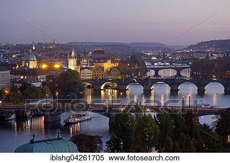 iew from the Letna hill on Moldova and bridges at night, Prague, Czech Republic, Europe View Large Photo Image Stock Photography - iew from the Letna hill on Moldova and bridges at night, Prague, Czech Republic, Europe. Fotosearch