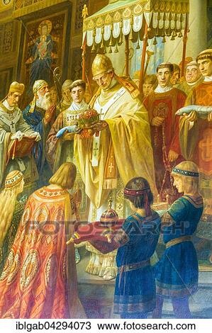 Imperial Hall, mural of Heinrich II and wife Kunigunde being crowned by Pope Benedict VIII, Imperial Palace, Kaiserpfalz, UNESCO World Heritage Site, Goslar, Harz, Lower Saxony, Germany, Europe View Large Photo Image Stock Image - Imperial Hall, mural of Heinrich II and wife Kunigunde being crowned by Pope Benedict VIII, Imperial Palace, Kaiserpfalz, UNESCO World Heritage Site, Goslar, Harz, Lower Saxony, Germany, Europe. Fotosearch