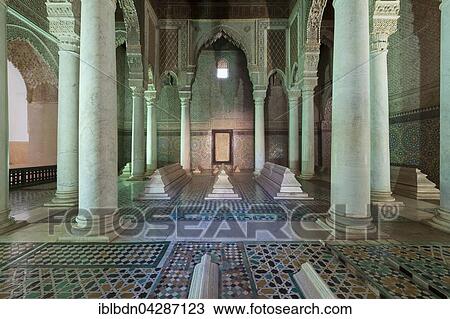 Stock Image - Interior, Saadian Tombs, Marrakesh, Morocco, Africa. Fotosearch