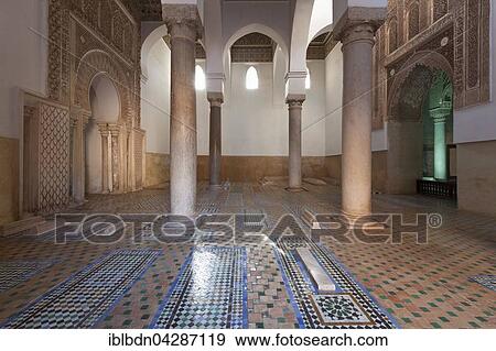 Stock Photo - Interior, Saadian Tombs, Marrakesh, Morocco, Africa. Fotosearch