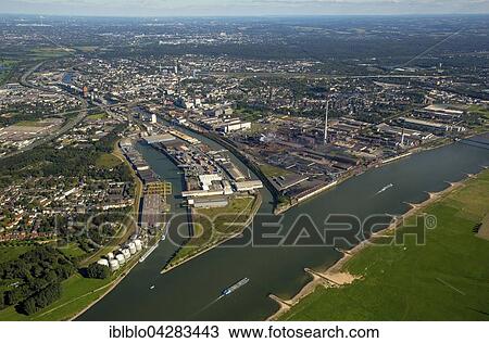 Stock Image - Kasseler Feld, Rhine, Duisport, Duisburg, Ruhr district, North Rhine-Westphalia, Germany, Europe. Fotosearch