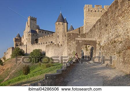 Stock Photograph - La Cite, medieval fortress city, Carcassonne, UNESCO World Heritage Site, Languedoc-Roussillon, South of France, France, Europe. Fotosearch