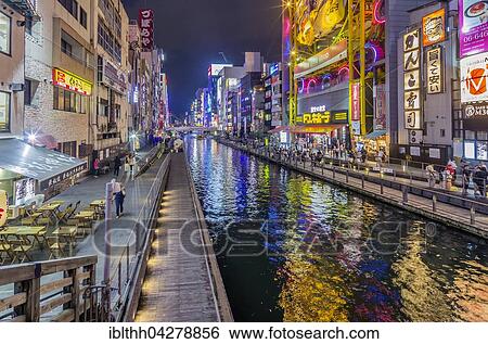 Lit billboards, Dotonbori canal, Dotonbori district, Osaka, Japan, Asia View Large Photo Image Stock Photograph - Lit billboards, Dotonbori canal, Dotonbori district, Osaka, Japan, Asia. Fotosearch