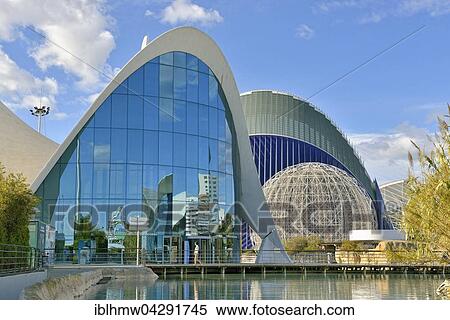 L'Oceanografic, marine center, entrance hall and spherical enclosure for waterfowl, Ciudad de las Artes y de las Ciencias, City of Arts and Sciences, Valencia, Spain, Europe View Large Photo Image Stock Photography - L'Oceanografic, marine center, entrance hall and spherical enclosure for waterfowl, Ciudad de las Artes y de las Ciencias, City of Arts and Sciences, Valencia, Spain, Europe. Fotosearch
