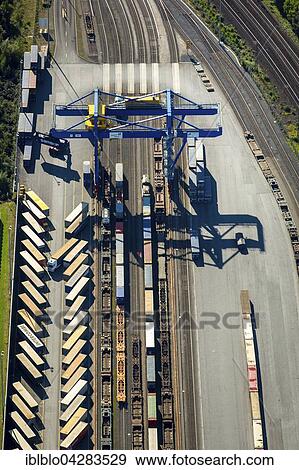 Logport III, logistics, Duisport, Budberg, Container Terminal, transfer station, Duisburg, Ruhr district, North Rhine-Westphalia, Germany, Europe View Large Photo Image Stock Photo - Logport III, logistics, Duisport, Budberg, Container Terminal, transfer station, Duisburg, Ruhr district, North Rhine-Westphalia, Germany, Europe. Fotosearch