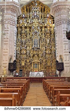 Main altar of the Parish of Santa Prisca y San Sebastian, colonial Baroque, Taxco de Alarcon, Guerrero, Mexico, North America View Large Photo Image Stock Photograph - Main altar of the Parish of Santa Prisca y San Sebastian, colonial Baroque, Taxco de Alarcon, Guerrero, Mexico, North America. Fotosearch