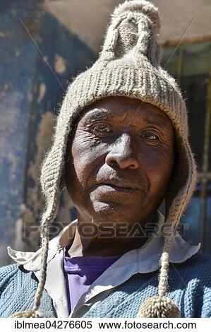 Man with traditional woolly hat, Indio, portrait, Potosi, Bolivia, South America View Large Photo Image Stock Photography - Man with traditional woolly hat, Indio, portrait, Potosi, Bolivia, South America. Fotosearch
