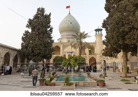 Mosque Imamzadeh-ye Ali Ebn-e Hamze or Ali ibn Ahmad ibn Hamza, courtyard with pool, mausoleum, grave mosque, Shiraz, Iran, Asia View Large Photo Image Stock Photo - Mosque Imamzadeh-ye Ali Ebn-e Hamze or Ali ibn Ahmad ibn Hamza, courtyard with pool, mausoleum, grave mosque, Shiraz, Iran, Asia. Fotosearch