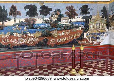 Mural from the Ramayana epic, mural, Silver Pagoda, Royal Palace, Phnom Penh, Cambodia, Asia View Large Photo Image Stock Photo - Mural from the Ramayana epic, mural, Silver Pagoda, Royal Palace, Phnom Penh, Cambodia, Asia. Fotosearch