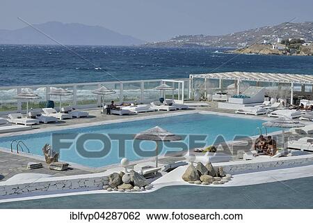 Stock Image - Mykonos Bay Hotel, Mykonos Town, Mykonos, Cyclades, Greece, Europe. Fotosearch