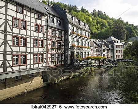 Old half-timbered houses on the river Rur, Monschau, Eifel, North Rhine-Westphalia, Germany, Europe View Large Photo Image Stock Photograph - Old half-timbered houses on the river Rur, Monschau, Eifel, North Rhine-Westphalia, Germany, Europe. Fotosearch