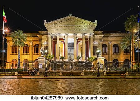 Opera, Teatro Massimo, at night, Piazza Verdi, historic centre, Palermo, Sicily, Italy, Europe View Large Photo Image Stock Photo - Opera, Teatro Massimo, at night, Piazza Verdi, historic centre, Palermo, Sicily, Italy, Europe. Fotosearch