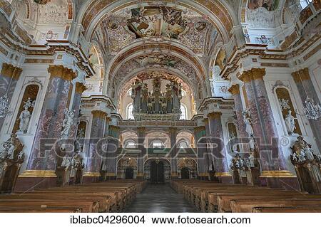 Picture - Organ loft, St. Mary's Church in the Furstenfeld monastery, former Cistercian abbey in Furstenfeldbruck, Bavaria, Germany, Europe. Fotosearch