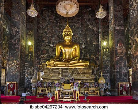 Phra Si Sakyamuni Buddha in Wihan Luang Hall, Wat Suthat Temple, Giant Swing, Phra Nakhon District, Bangkok, Thailand, Asia View Large Photo Image Picture - Phra Si Sakyamuni Buddha in Wihan Luang Hall, Wat Suthat Temple, Giant Swing, Phra Nakhon District, Bangkok, Thailand, Asia. Fotosearch