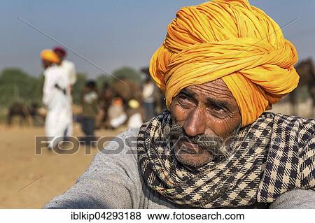 Portrait of a senior Rajasthani wearing a turban, Pushkar, Rajasthan, India, Asia View Large Photo Image Stock Photo - Portrait of a senior Rajasthani wearing a turban, Pushkar, Rajasthan, India, Asia. Fotosearch