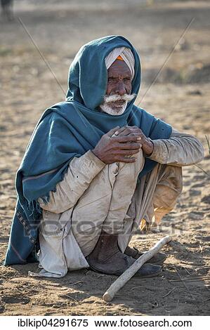 Stock Photography - Portrait of an elderly man from Rajasthan wearing a turban, Pushkar, Rajasthan, India, Asia. Fotosearch